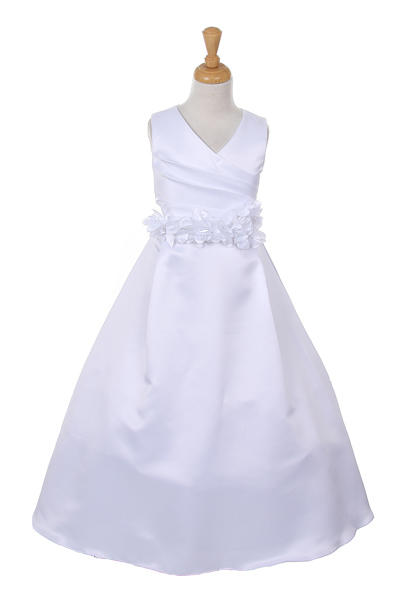 Pleated Satin Flower Girl Dress by Cinderella Couture USA AS1186