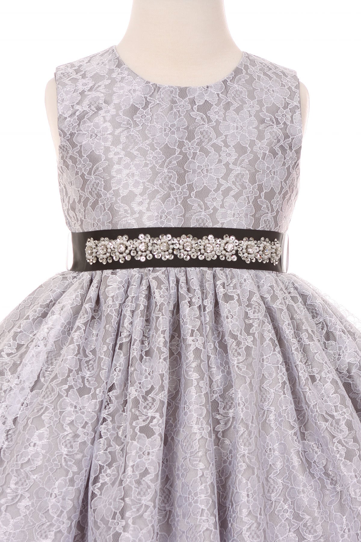 Rinestone Lace Taffeta Girl Party Dress by Cinderella Couture USA AS1132