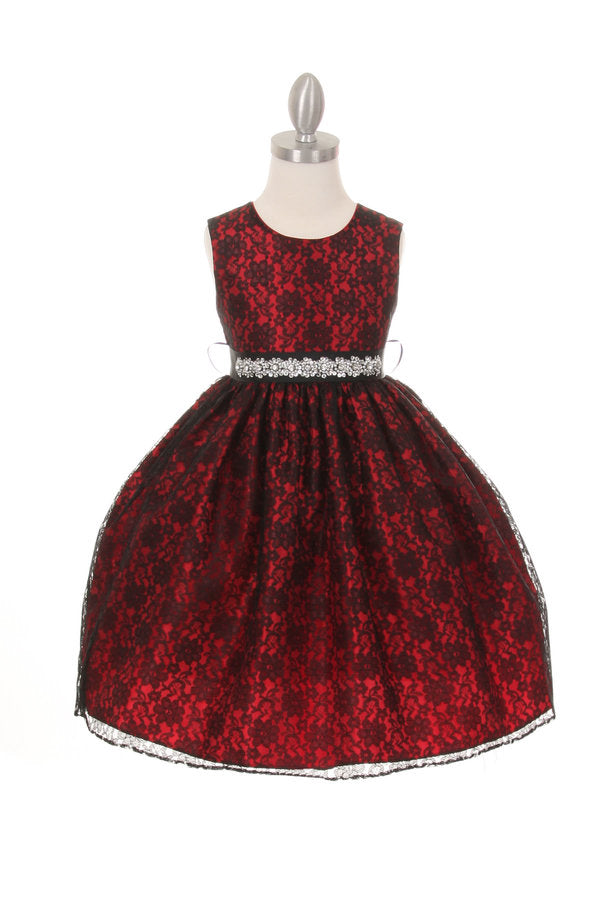 Rinestone Lace Taffeta Girl Party Dress by Cinderella Couture USA AS1132