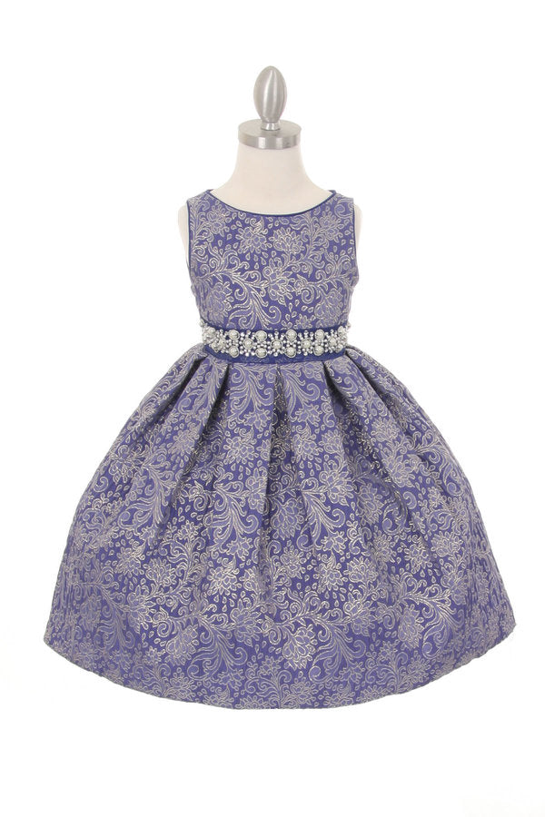 Metallic Jacquard Girl Party Dress by Cinderella Couture USA ME555