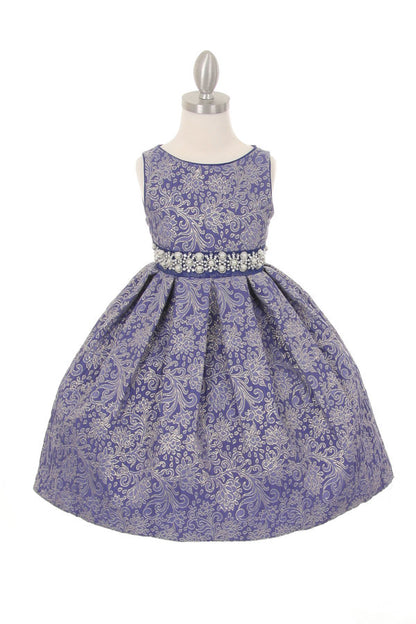 Metallic Jacquard Girl Party Dress by Cinderella Couture USA ME555