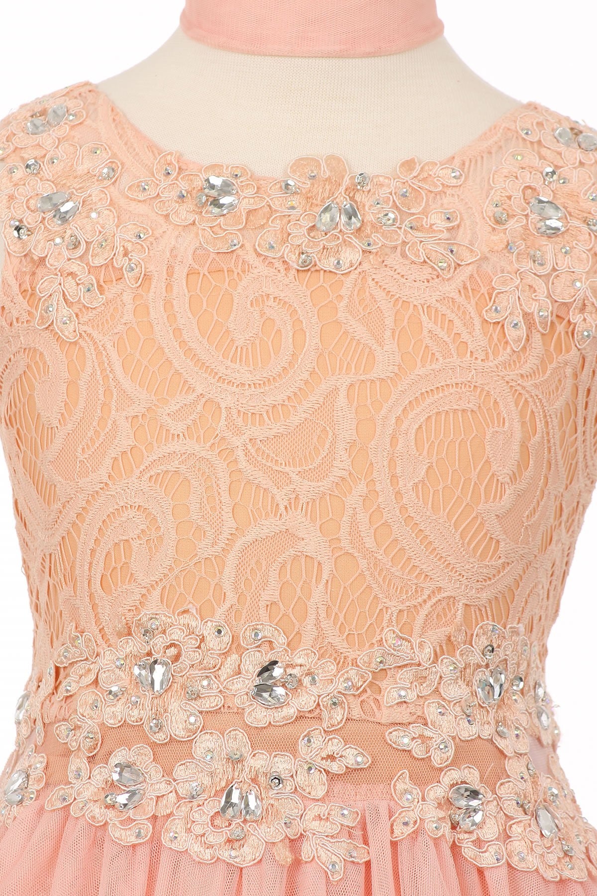 Rhinestone Lace Tulle Girl Party Dress by Cinderella Couture USA AS5010
