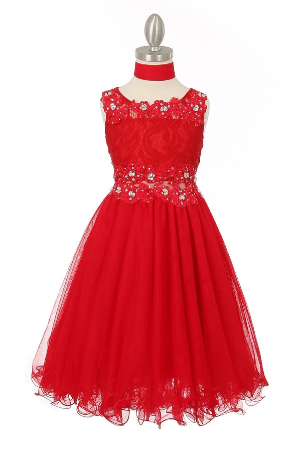 Rhinestone Lace Tulle Girl Party Dress by Cinderella Couture USA AS5010