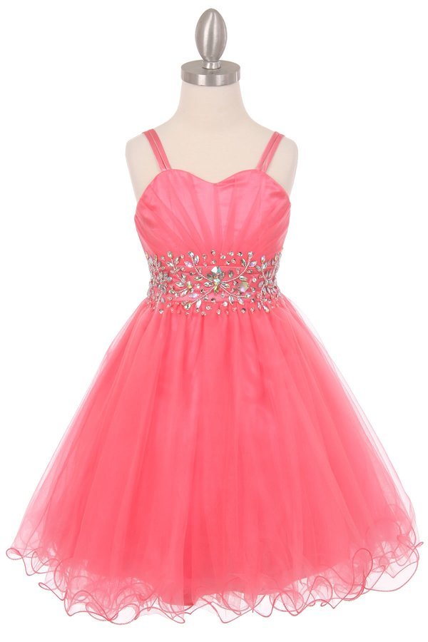 Beaded Tulle Girl Party Dress by Cinderella Couture USA AS65008