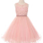 Rhinestone Pearl Beaded Lace Tulle Girl Party Dress by Cinderella Couture USA AS5013