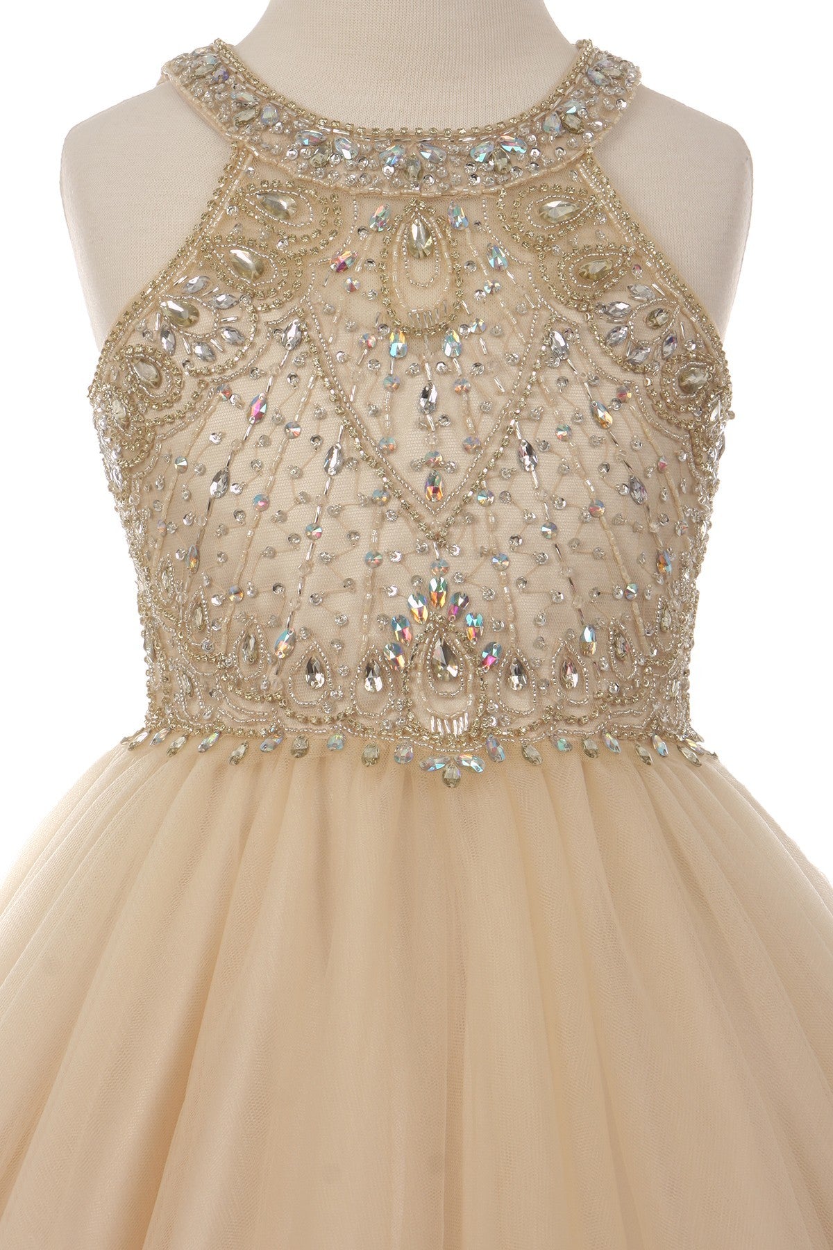 Halter Rhinestone Tulle Party Dress by Cinderella Couture USA AS5022