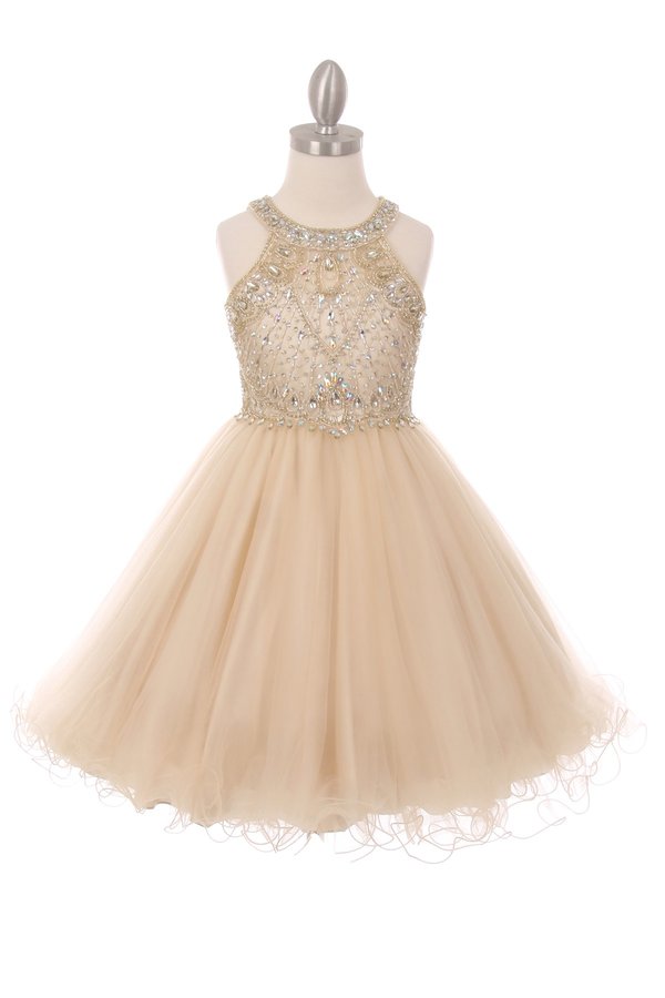 Halter Rhinestone Tulle Party Dress by Cinderella Couture USA AS5022