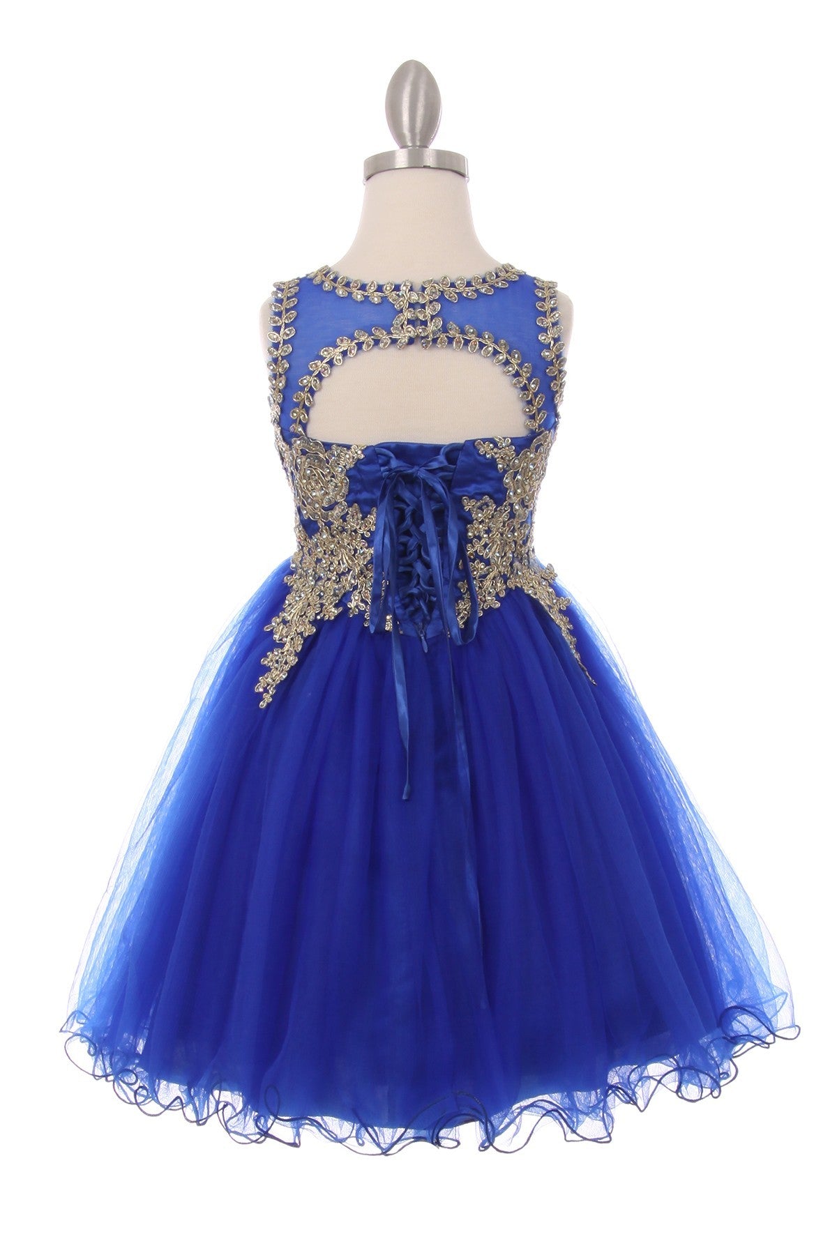 Gold Lace Rhinestone Tulle Girl Party Dress by Cinderella Couture USA AS5017