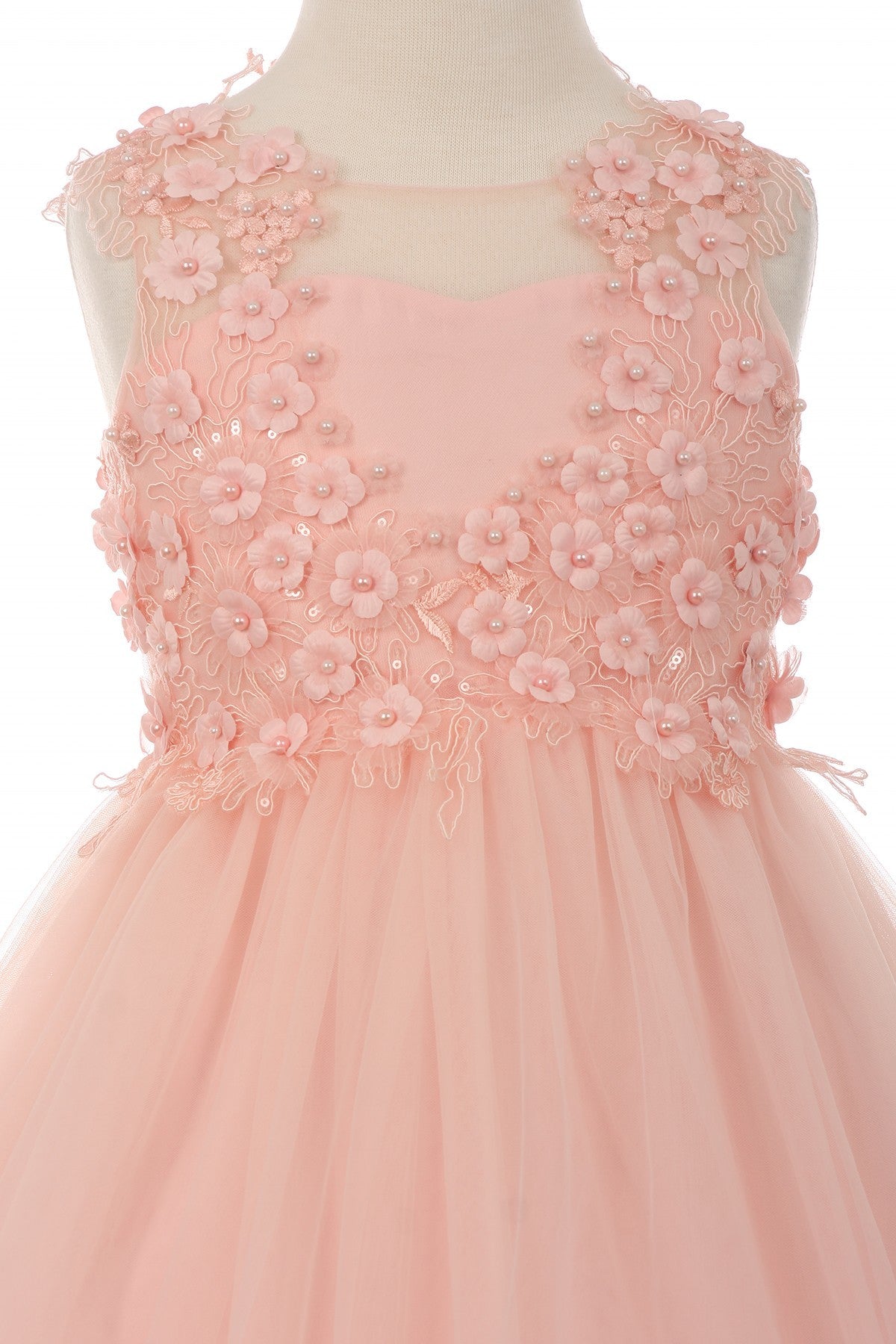Floral Bodice Lace Tulle Flower Girl Dress by Cinderella Couture USA AS5035