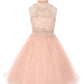 Halter Beaded Rhinestone Tulle Dress by Cinderella Couture USA 5040