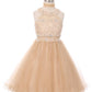 Halter Beaded Rhinestone Tulle Dress by Cinderella Couture USA 5040