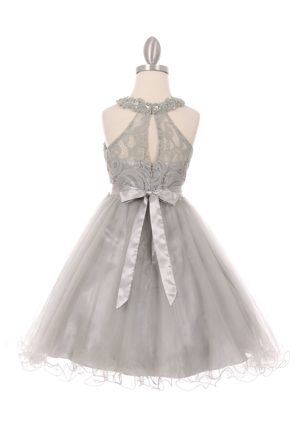 Halter Beaded Rhinestone Tulle Dress by Cinderella Couture USA 5040