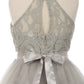 Halter Beaded Rhinestone Tulle Dress by Cinderella Couture USA 5040