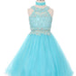 Halter Beaded Rhinestone Tulle Dress by Cinderella Couture USA 5040