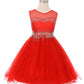 Beaded Rhinestones Tulle Girl Party Dress by Cinderella Couture USA AS5029