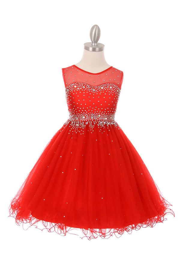 Beaded Rhinestones Tulle Girl Party Dress by Cinderella Couture USA AS5029