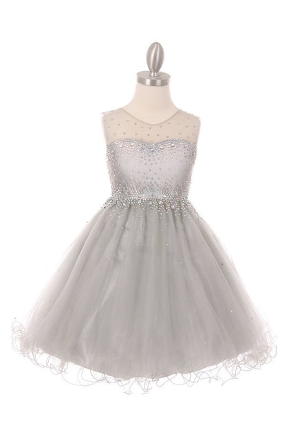 Beaded Rhinestones Tulle Girl Party Dress by Cinderella Couture USA AS5029