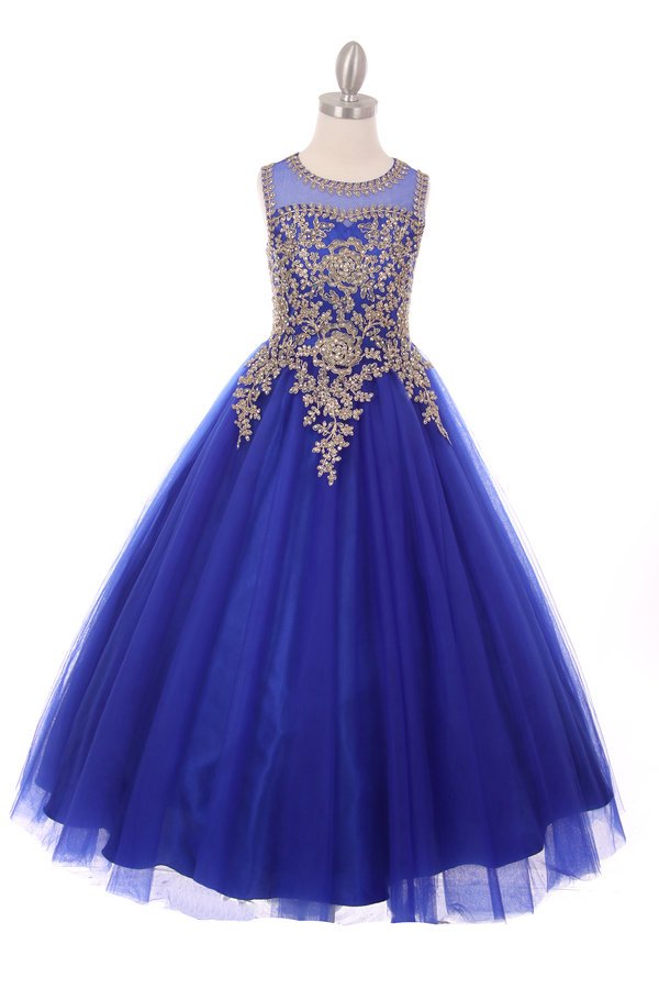 Floral Lace Rhinestone Tulle Girl Mini Quince by Cinderella Couture USA AS5041