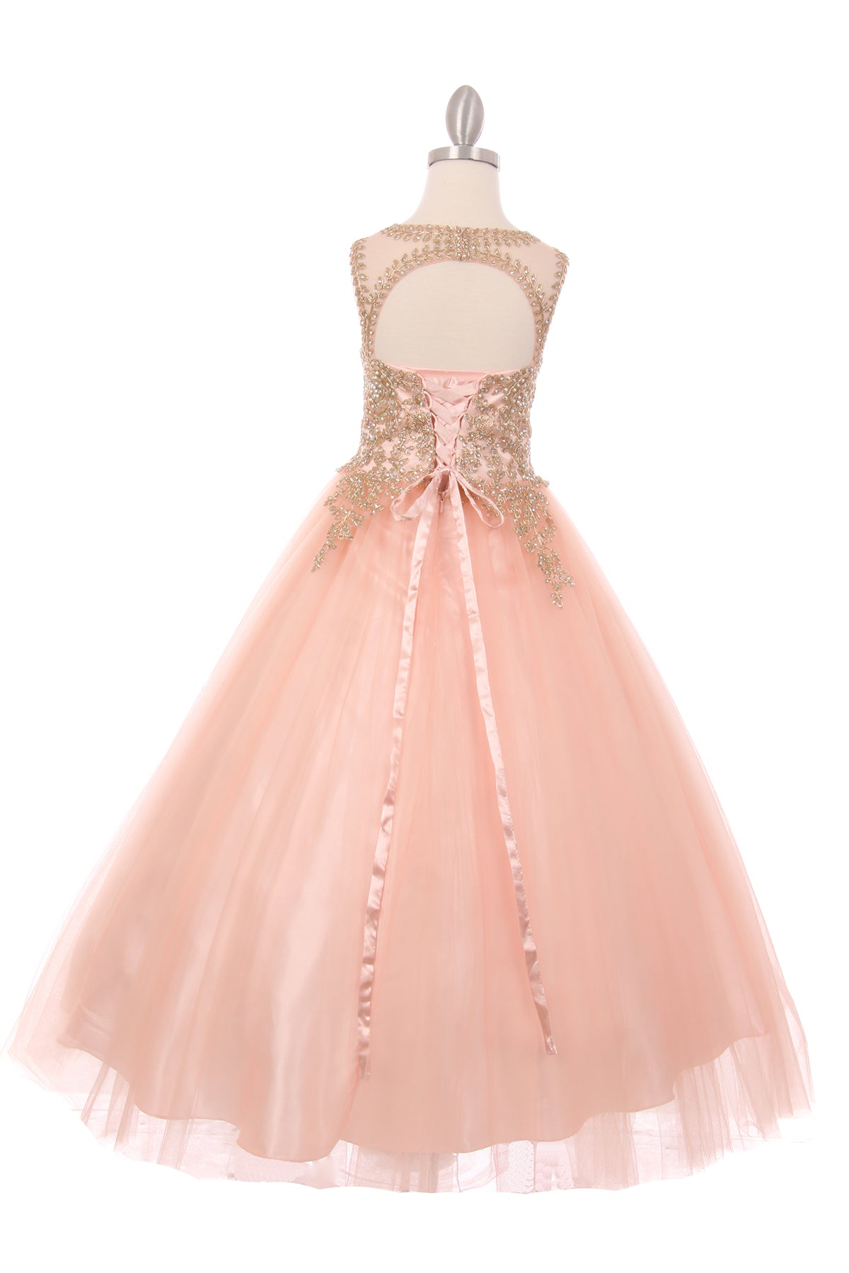 Floral Lace Rhinestone Tulle Girl Mini Quince by Cinderella Couture USA AS5041