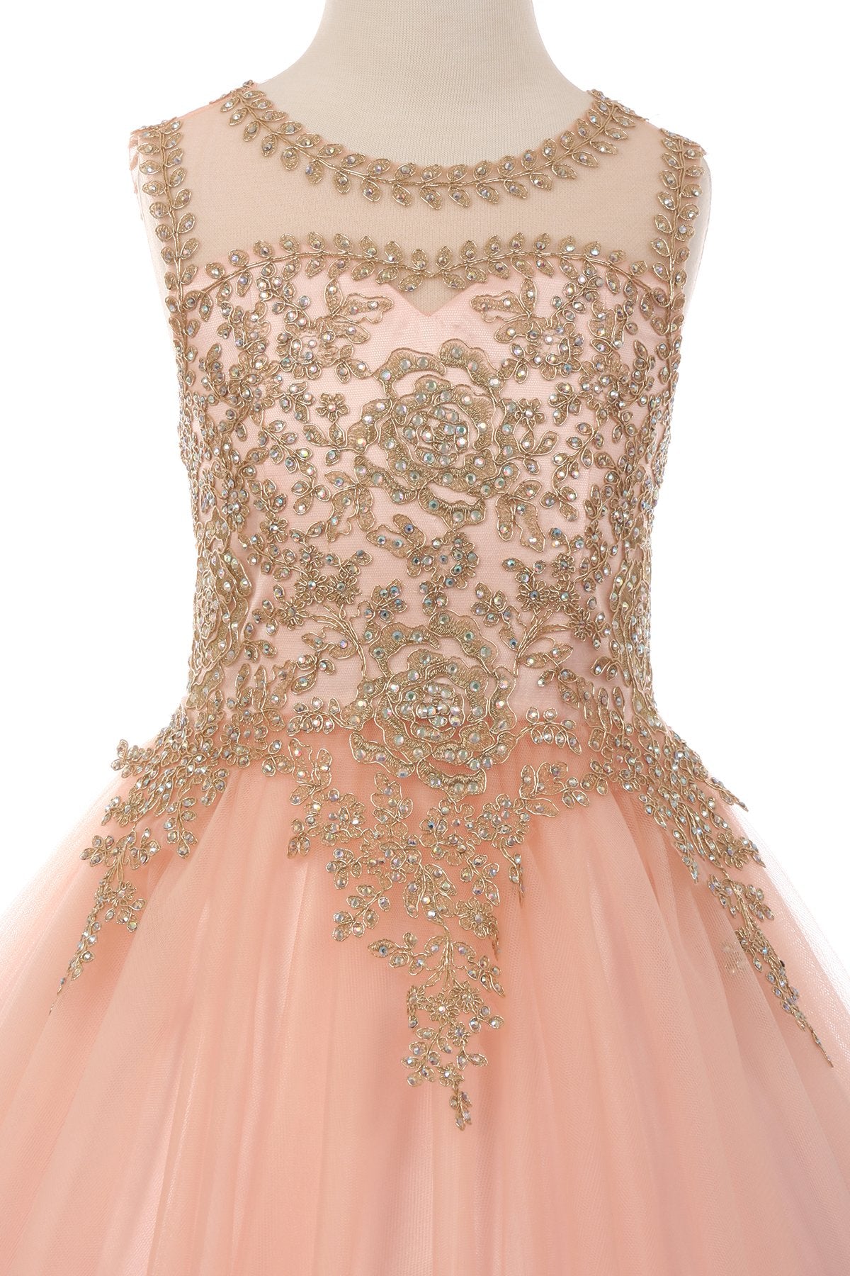 Floral Lace Rhinestone Tulle Girl Mini Quince by Cinderella Couture USA AS5041