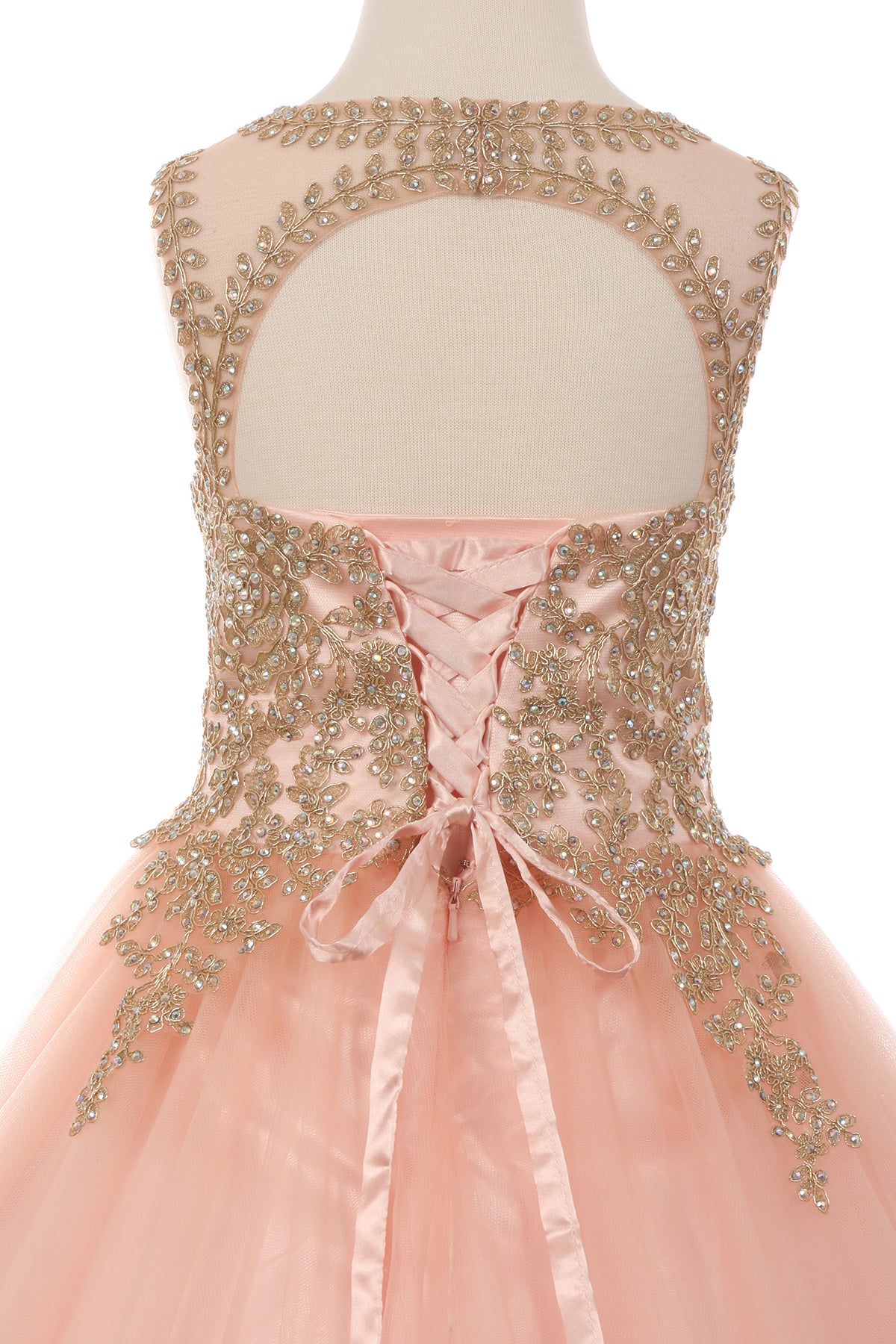 Floral Lace Rhinestone Tulle Girl Mini Quince by Cinderella Couture USA AS5041