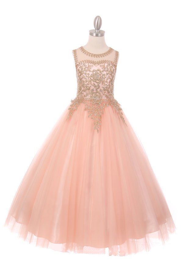 Floral Lace Rhinestone Tulle Girl Mini Quince by Cinderella Couture USA AS5041
