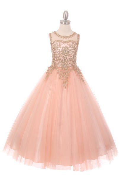 Floral Lace Rhinestone Tulle Girl Mini Quince by Cinderella Couture USA AS5041