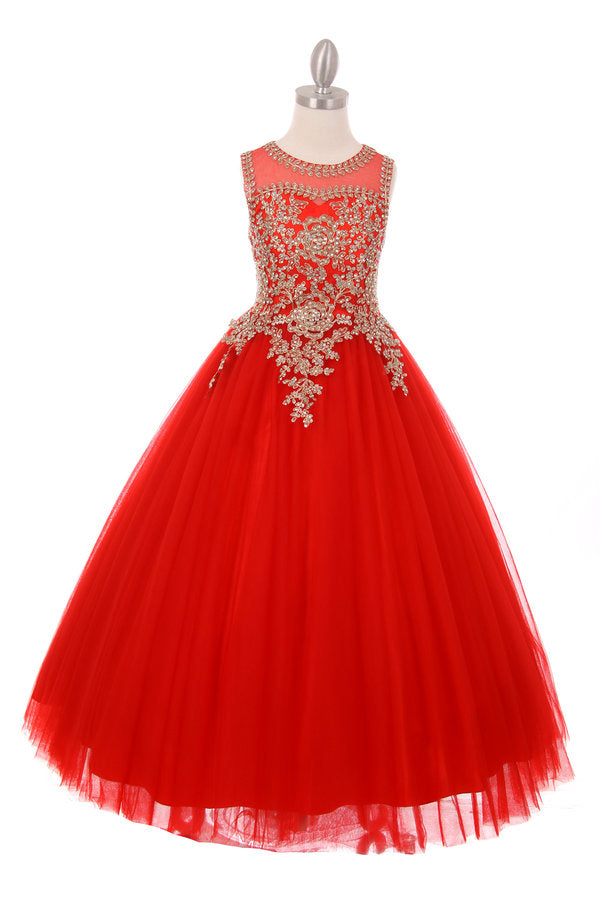 Floral Lace Rhinestone Tulle Girl Mini Quince by Cinderella Couture USA AS5041