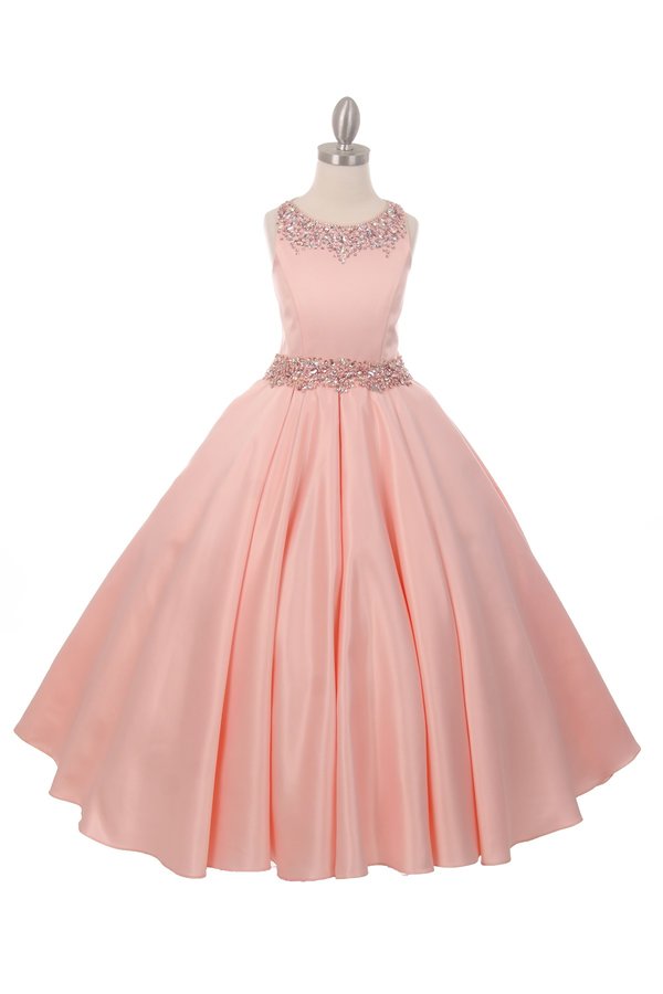 Beaded Bodice and Waist & Pleated Skirt Satin Girl Mini Quince by Cinderella Couture USA AS5047