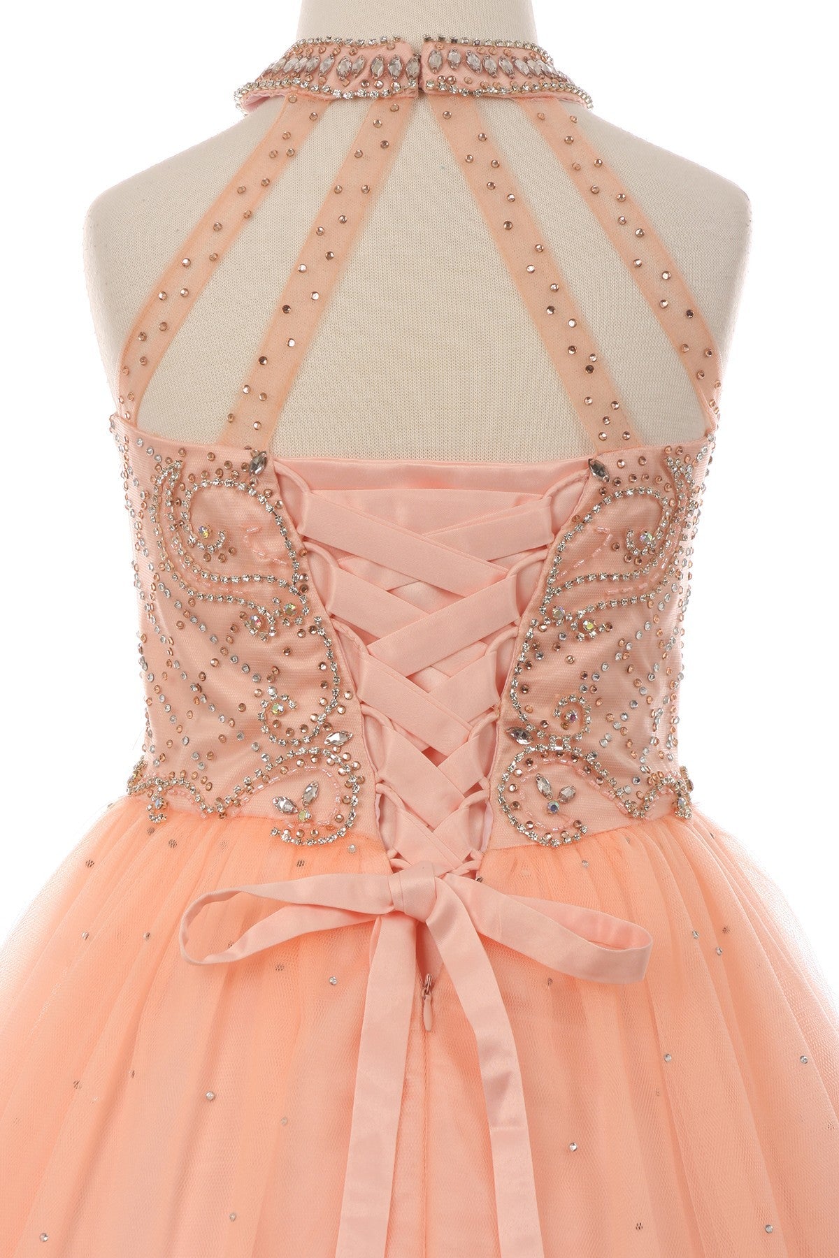 Halter Rhinestone Tulle Girl Mini Quince by Cinderella Couture USA AS5051