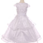 Cap Sleeve Satin Floral Organza Flower Girl Dress by Cinderella Couture USA AS2903