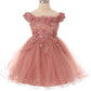 Off the Shoulder Floral Lace Tulle Girl Party Dress by Cinderella Couture USA AS9085