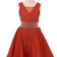 Studed Waist Lurex Girl Party Dress by Cinderella Couture USA AS5070