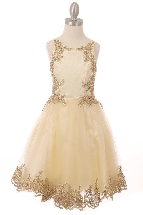 Crystal Organza Embroidered Pearl Tulle Girl Party Dress by Cinderella Couture USA AS8503