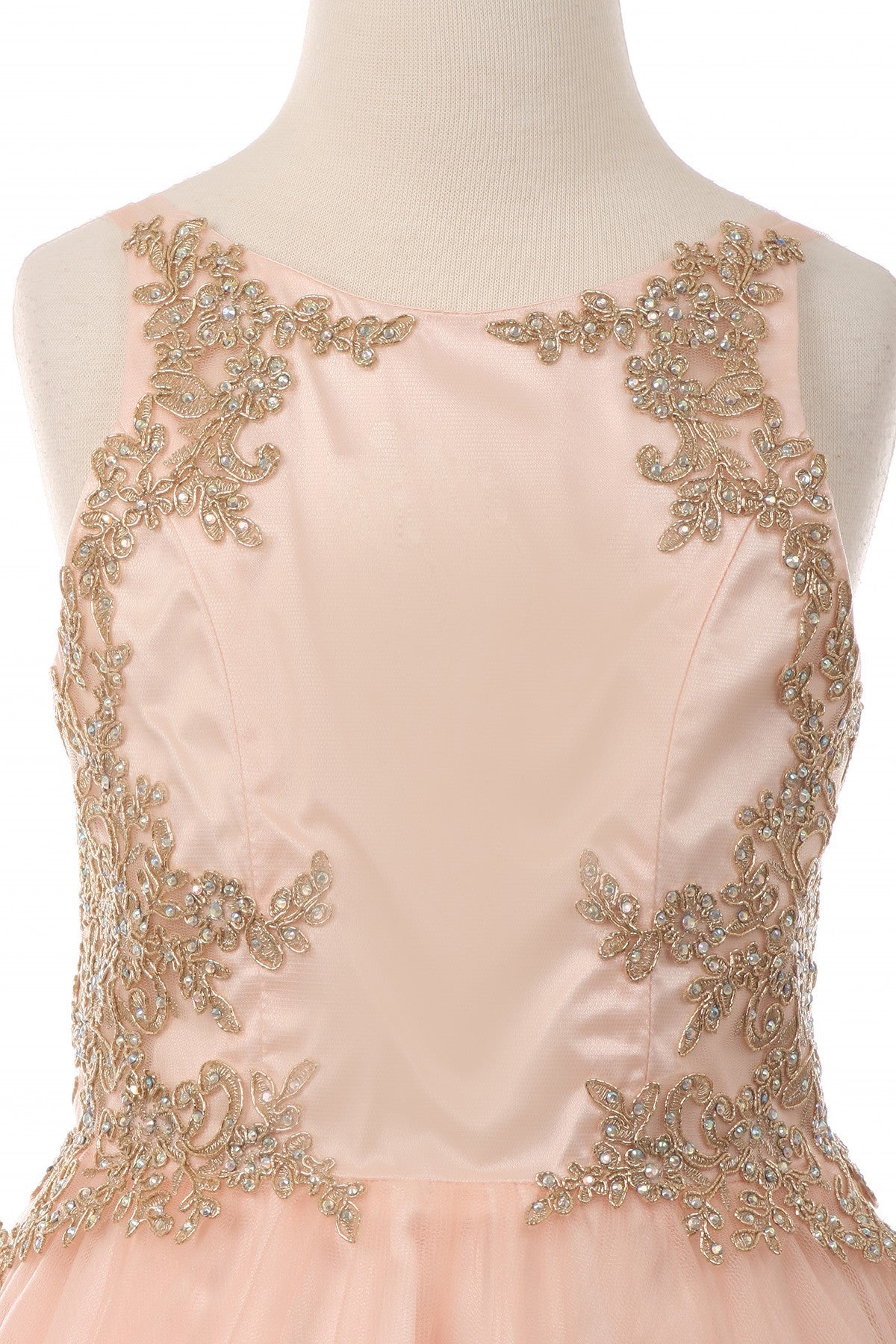 Crystal Organza Embroidered Pearl Tulle Girl Party Dress by Cinderella Couture USA AS8503