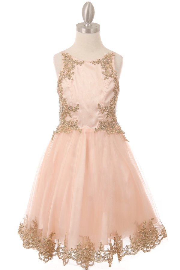Crystal Organza Embroidered Pearl Tulle Girl Party Dress by Cinderella Couture USA AS8503