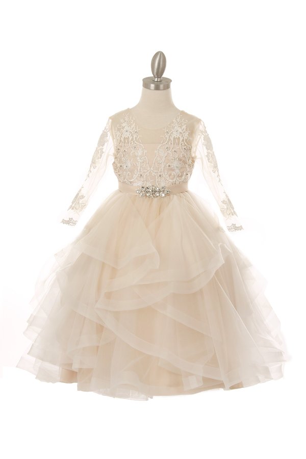 Satin Soft Tulle Flower Girl Dress by Cinderella Couture USA AS5075