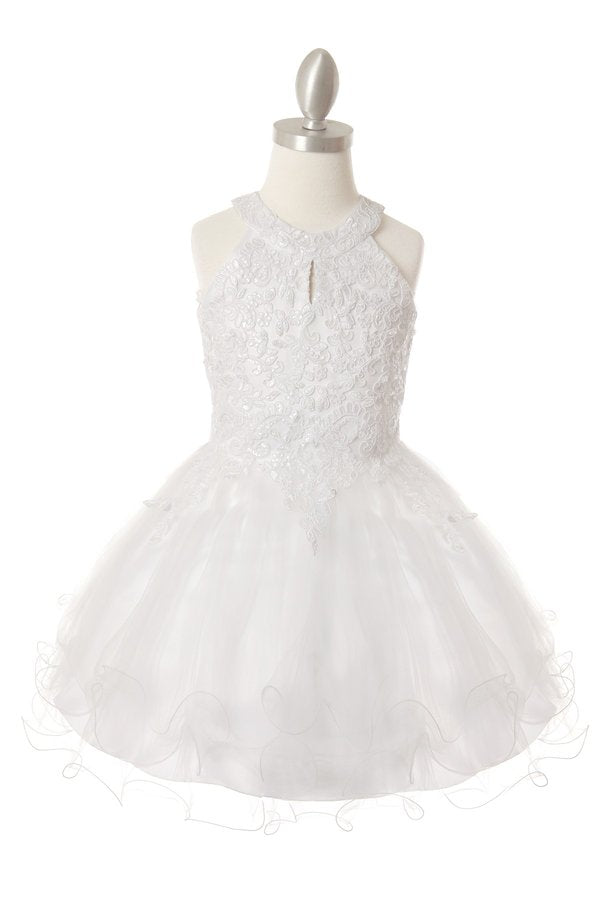 Halter Rhinestone Lace Girl Party Dress by Cinderella Couture USA AS5100