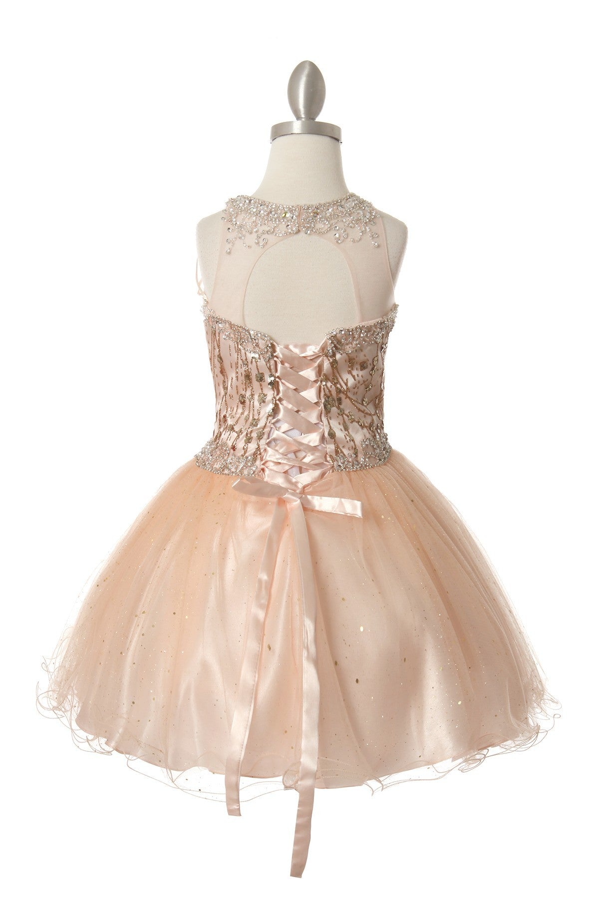 Halter Rhinestone Tulle Girl Party Dress by Cinderella Couture USA 5090