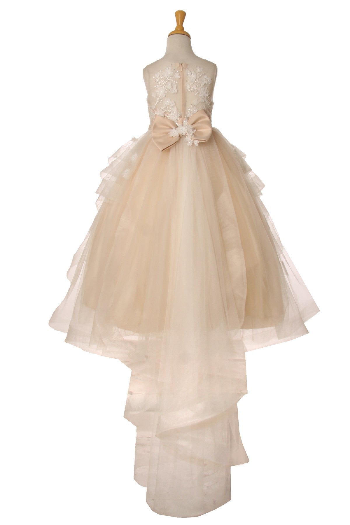 Floral Satin Tulle Flower Girl Dress by Cinderella Couture USA AS5093