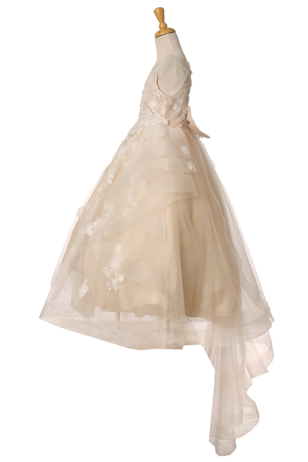 Floral Satin Tulle Flower Girl Dress by Cinderella Couture USA AS5093