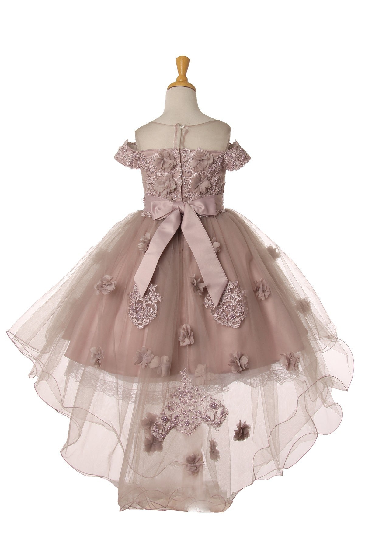 Off the Shoulder Floral Sequin Pearl Beads Girl Tulle Party Dress by Cinderella Couture USA 9119