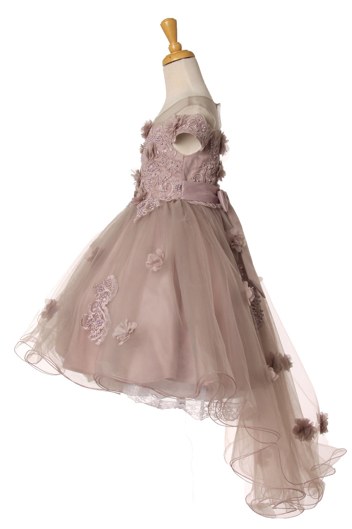 Off the Shoulder Floral Sequin Pearl Beads Girl Tulle Party Dress by Cinderella Couture USA 9119