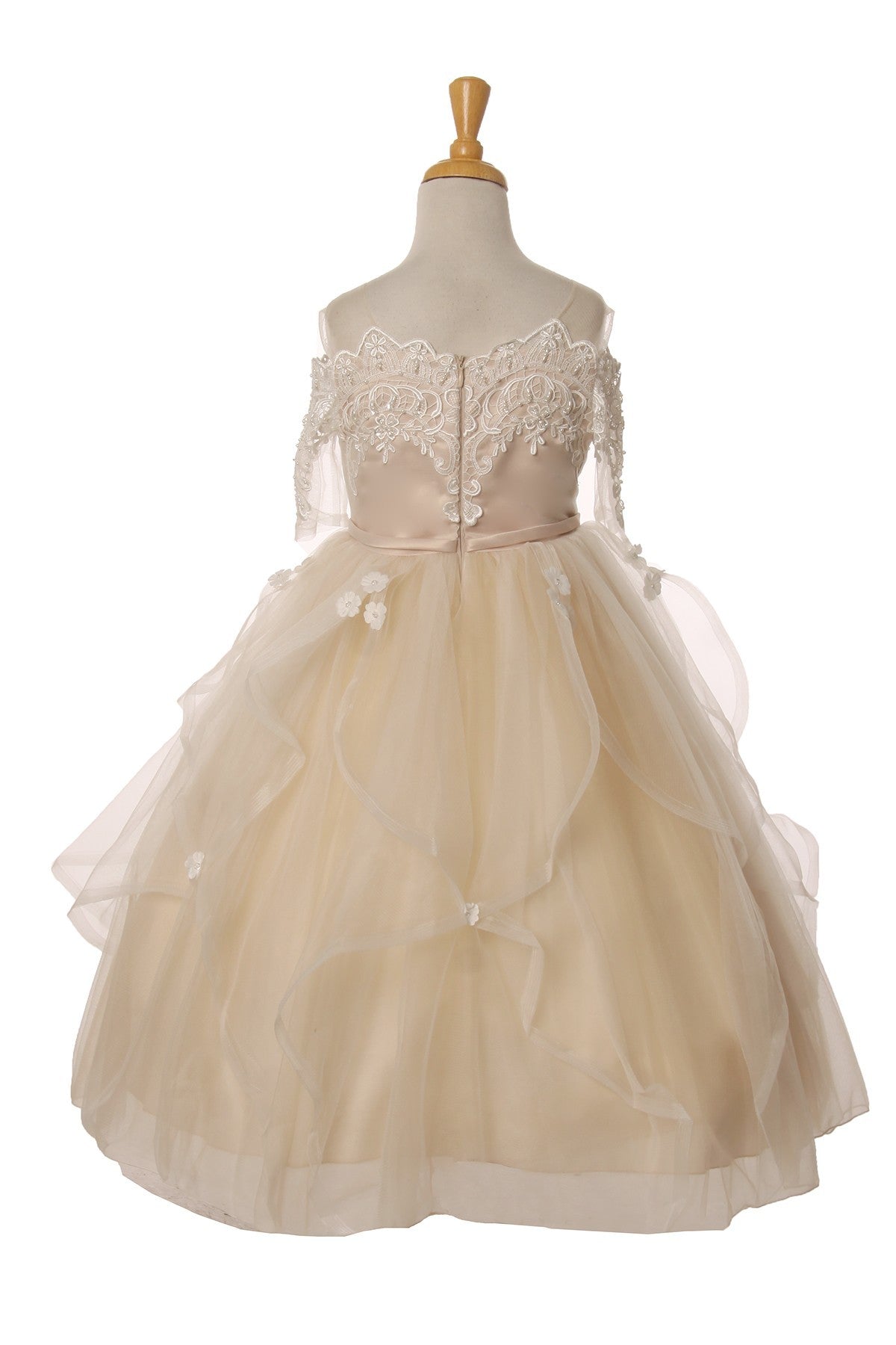 Lace Satin Tulle Flower Girl Dress by Cinderella Couture USA AS5091