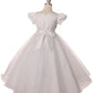 FLoral Stone Cap Sleeve Satin Tulle Flower Girl Dress by Cinderella Couture USA AS2013