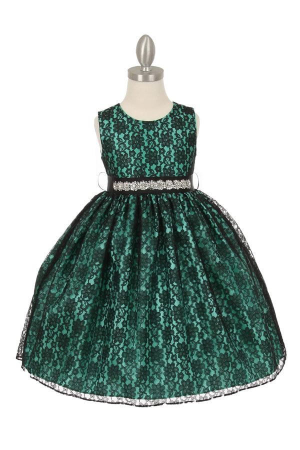 Rinestone Lace Taffeta Girl Party Dress by Cinderella Couture USA AS1132