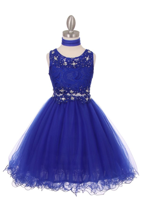 Rhinestone Lace Tulle Girl Party Dress by Cinderella Couture USA AS5010