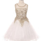Gold Lace Rhinestone Tulle Girl Party Dress by Cinderella Couture USA AS5017