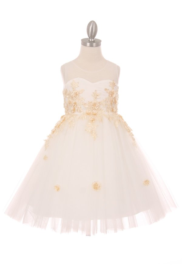 Floral Tulle Girl Party Dress by Cinderella Couture USA AS9035