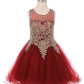 Gold Lace Rhinestone Tulle Girl Party Dress by Cinderella Couture USA AS5017